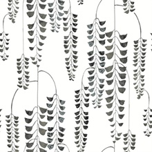 Grey & Metallic Deco Wisteria Hanging Plants Wallpaper