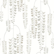 White &amp; Greige Deco Wisteria Hanging Plants Wallpaper