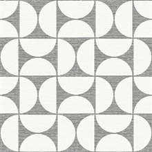 Deedee Black Geometric Faux Grasscloth Wallpaper