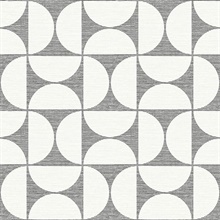 Deedee Black Geometric Faux Grasscloth Wallpaper