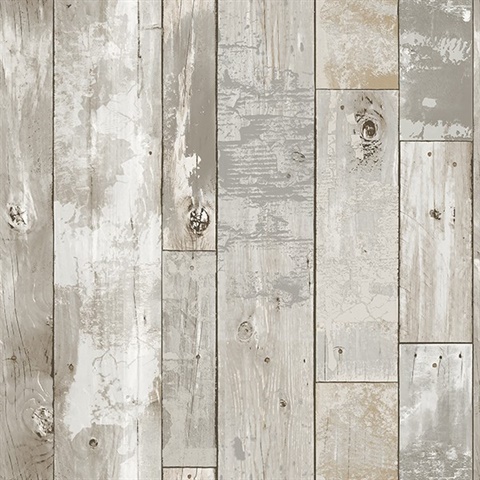 Deena Grey Distressed Wood Wallpaper