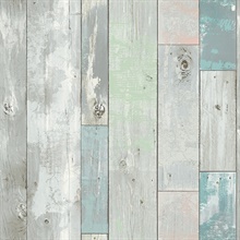 Deena Turquoise Distressed Wood Wallpaper