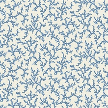 Denim Wash Leaf Coral Toile Corail Wallpaper