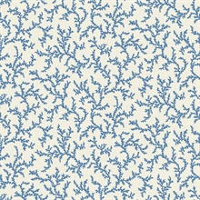 Denim Wash Leaf Coral Toile Corail Wallpaper