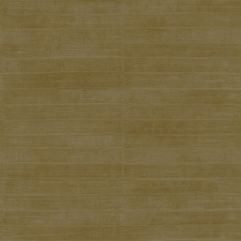 Dermot Brass Horizontal Leather Stripe Textured Wallpaper