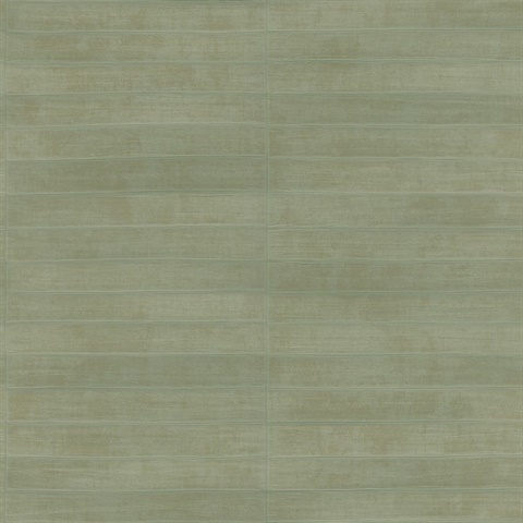 Dermot Light Green Horizontal Leather Stripe Textured Wallpaper