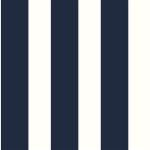 Designer Stripe Stripes Midnight Blue & White Peel and Stick Wallpaper