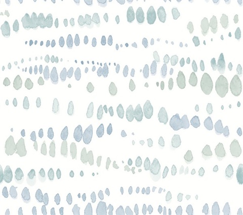 Dewdrops Blue Watercolor Horizontal Wallpaper