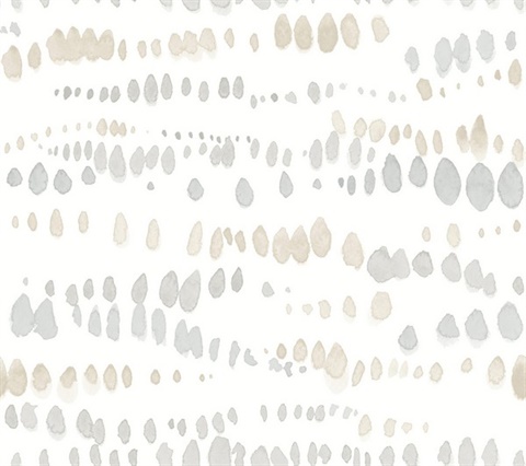 Dewdrops Neutral Watercolor Horizontal Wallpaper