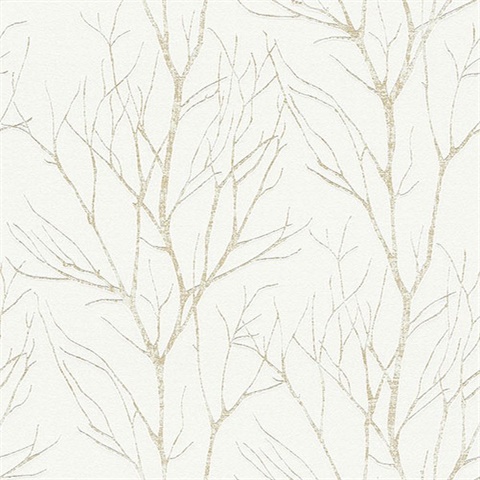 Diani Gold Metallic Textured Tree Branches Wallpaper