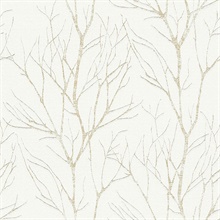 Diani Gold Metallic Textured Tree Branches Wallpaper