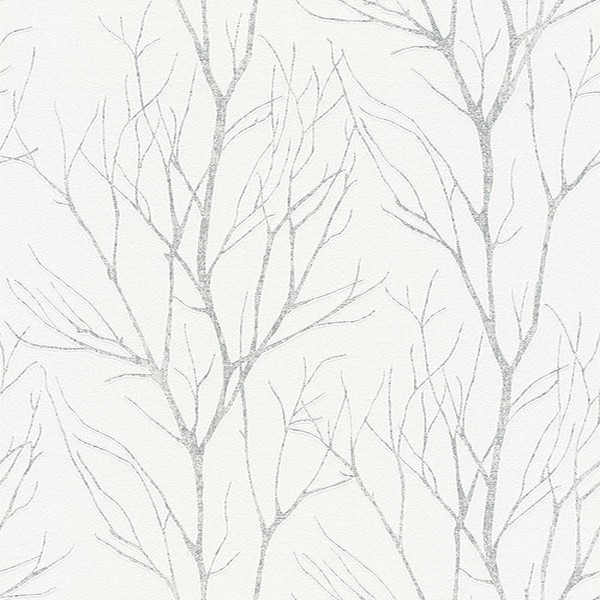 2979-37260-2 | Diani White Metallic Textured Tree Branches Wallpaper