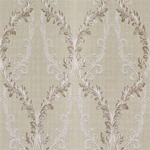 Dis Rumba Cream Scroll Damask Wallpaper