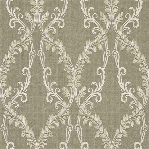 Dis Rumba Gold Scroll Damask Wallpaper