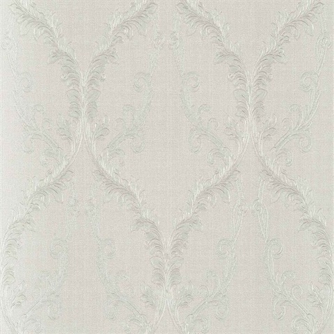 Dis Rumba Off-White Scroll Damask Wallpaper