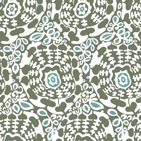 Divine Green Abstract Medallion Wallpaper