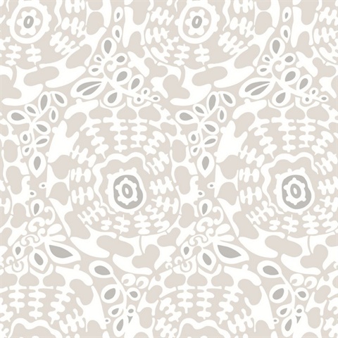 Divine Grey Abstract Medallion Wallpaper