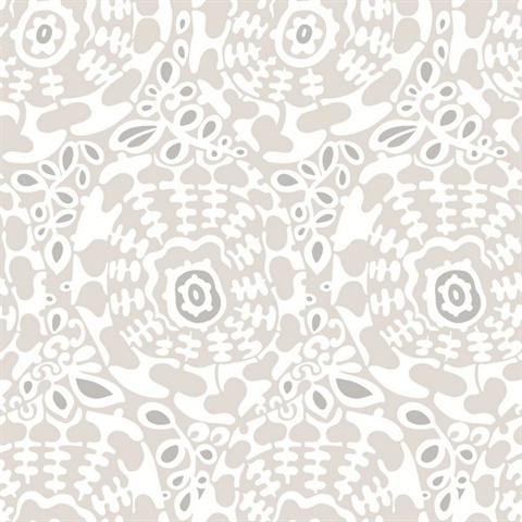 Divine Grey Abstract Medallion Wallpaper