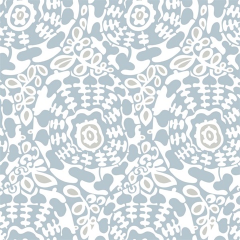 Divine Light Blue Abstract Medallion Wallpaper