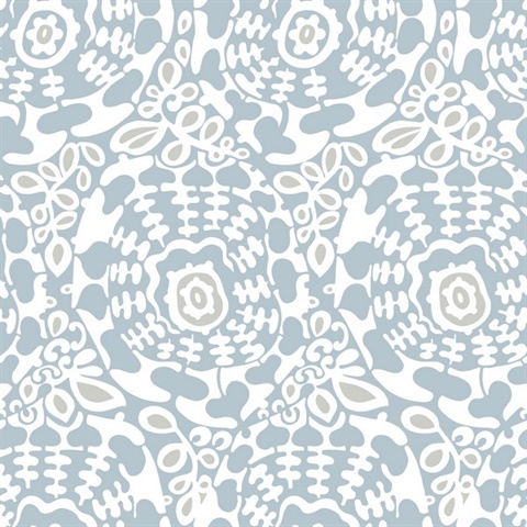 Divine Light Blue Abstract Medallion Wallpaper