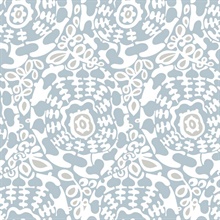 Divine Light Blue Abstract Medallion Wallpaper