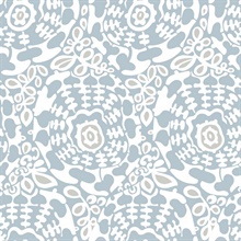 Divine Light Blue Abstract Medallion Wallpaper