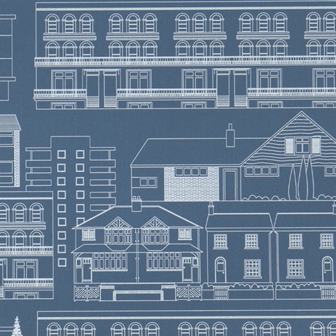 Do you live in a Town? - Blueprint colourway wallpaper
