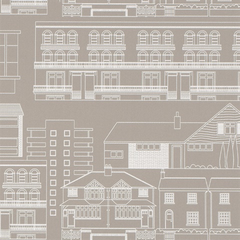 Do you live in a Town? - Weathered Cedar colourway wallpaper
