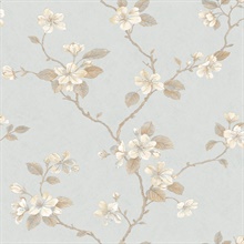 Sky Blue Dogwood Floral Wallpaper