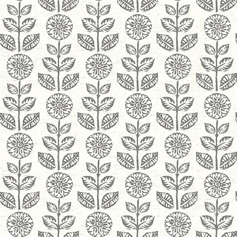 Dolly Dark Brown Folk Floral Wallpaper