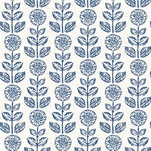 Dolly Navy Folk Floral Wallpaper