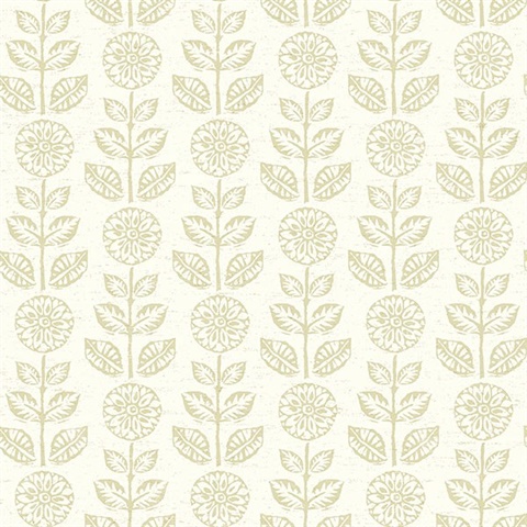 Dolly Neutral Folk Floral Wallpaper