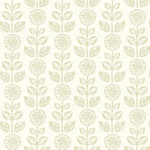 Dolly Neutral Folk Floral Wallpaper