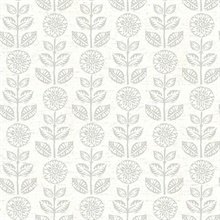 Dolly Taupe Folk Floral Wallpaper