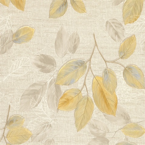 Dorado Beige Leaf Toss Wallpaper