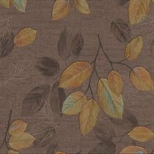 Dorado Brown Leaf Toss Wallpaper