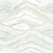 Dorea Sea Green Striated Watercolor Waves Wallpaper