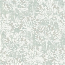 Dori Light Green Distressed Painterly Floral Wallpaper