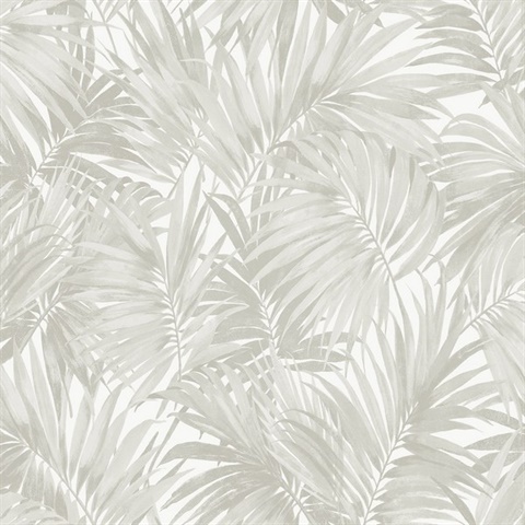 Dove Grey Cordelia Tossed Palms Wallpaper