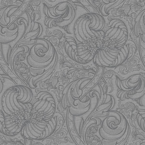 Down the Dilly Silver Grey Wallpaper