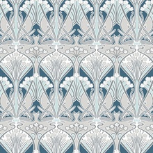 Dragonfly Damask Floral Ogee Blue Wallpaper