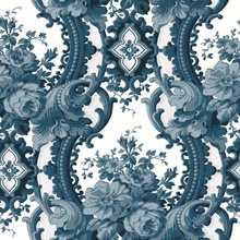 Dreamer Blue Damask Wallpaper