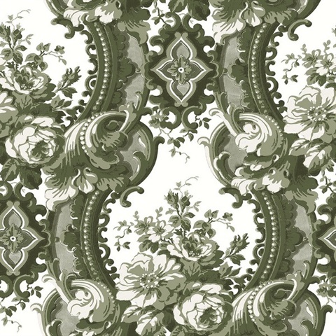 Dreamer Green Damask Wallpaper