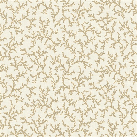 Driftwood Leaf Coral Toile Corail Wallpaper