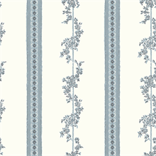 Drottningholm Periwinkle Floral Stripe Wallpaper
