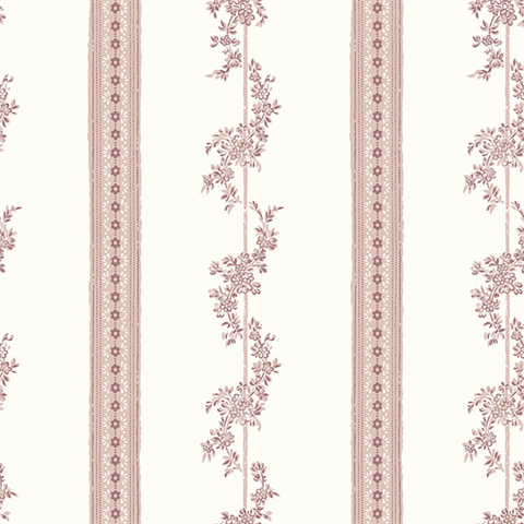 Drottningholm Rose Floral Stripe Wallpaper