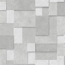 Duchamp Silver Metallic Squares Wallpaper