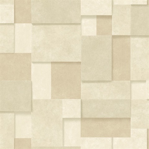 Duchamp Wheat Metallic Squares Wallpaper