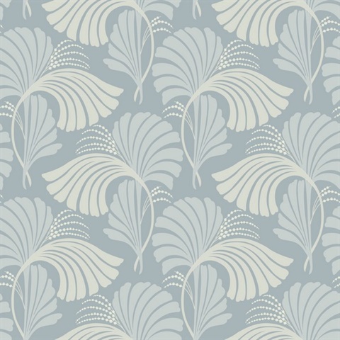 Dusty Blue Dancing Leaf Wallpaper