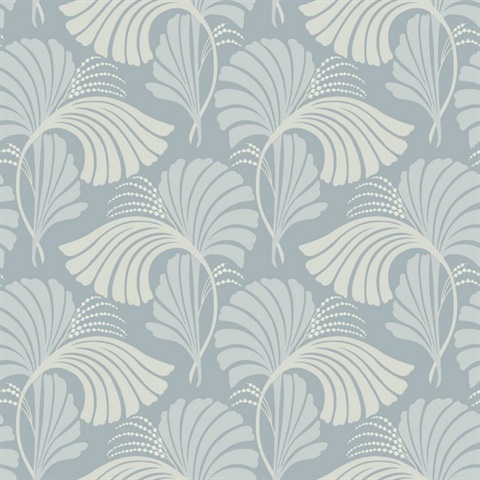 Dusty Blue Dancing Leaf Wallpaper